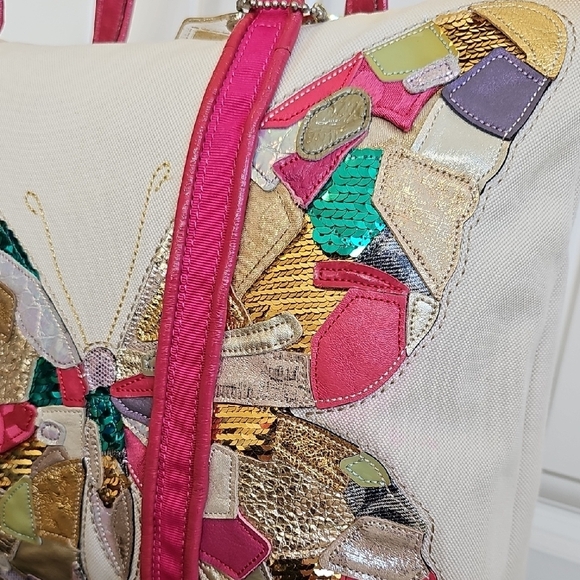 コーチCOACH Poppy Sequin Patchwork handbag Coach Poppy Glam Sequin Patchwork Butterfly Tote Bag 2009